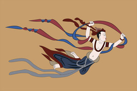 敦煌莫高窟390窟隋舞蹈飞天