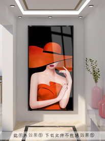 红裙美女玄关装饰画