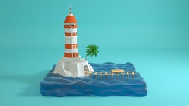 卡通 海岛 瞭望塔 C4D