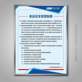 蓝色食品安全管理制度牌设计模板