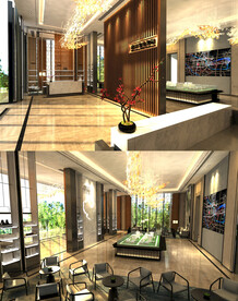 新中式售楼部大堂模型