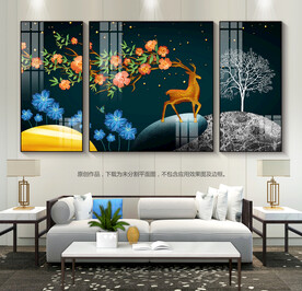 现代客厅装饰画石来运转挂画