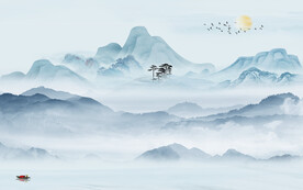 高档山水中式画 TIF分层 