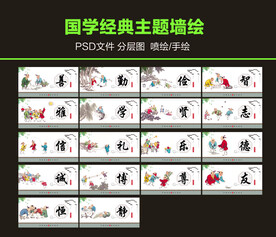 国学经典 校园文化墙绘图片