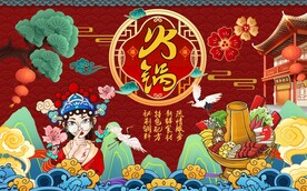 国潮火锅背景图片