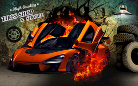 破洞跑车背景墙