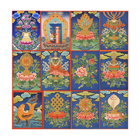 藏族吉祥贡品矢量分层较多