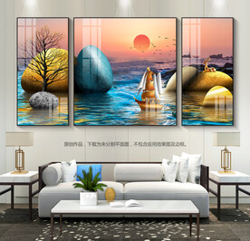 现代客厅装饰画画一帆风顺无框画