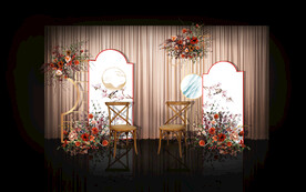 新中式中式婚礼迎宾区效果图