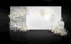 纯白韩式婚礼迎宾区效果图