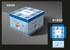 蛋糕西点包装效果图+平面图 