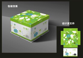 蛋糕西点包装效果图+平面图 