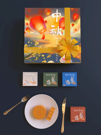 高端质感中秋月饼盒包装设计