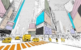 复古怀旧城市街道餐饮酒吧背景墙