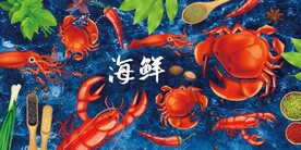 海鲜美食餐饮背景墙壁画