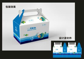 蛋糕西点包装效果图+平面图 