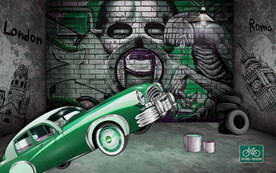 工业风3d汽车背景墙