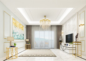 现代客厅背景墙场景空景效果图