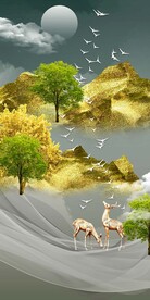 铂金山水轻奢装饰画