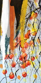 新中式抽象柿子油画