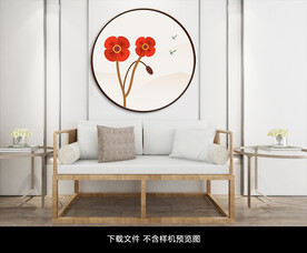 圆形花卉装饰画