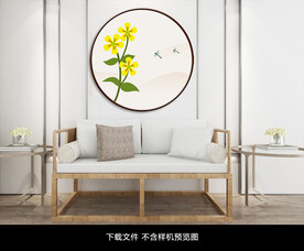 圆形花卉装饰画