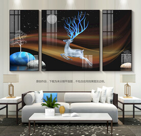 现代简约石来运转客厅装饰画挂画