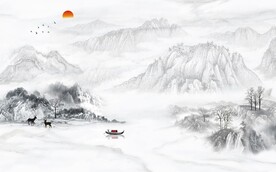 中式山水背景墙图片