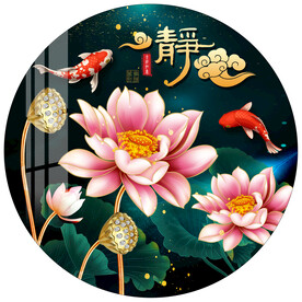 荷花静心圆形装饰画