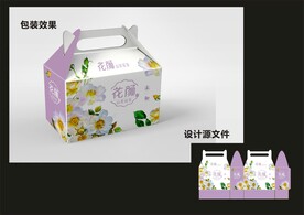 女性花茶包装效果图+平面图 