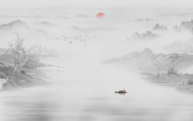 新中式水墨山水国画电视背景墙