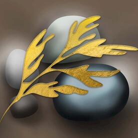 铂金树叶装饰画石头装饰画