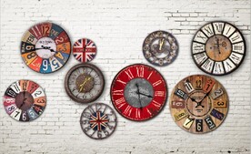 欧美风时钟钟表餐饮酒吧背景墙