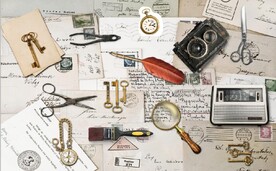 欧美风复古明信片电视背景墙