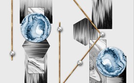 北欧风抽象几何图案电视背景墙