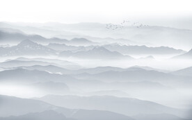 新中式山水画水墨群山背景墙