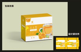 菊花茶包装效果图+平面图 
