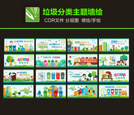 垃圾分类墙绘图片
