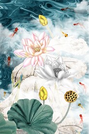 荷花九鱼图