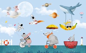 小动物儿童房背景墙图片