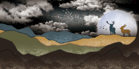 晶瓷画 抽象画 麋鹿