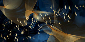 晶瓷画 抽象画 线条 飞鸟