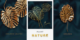 晶瓷画 抽象画 金叶子