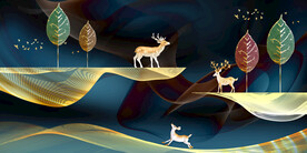 晶瓷画 抽象画 麋鹿