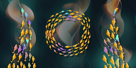 晶瓷画 抽象画 鱼群