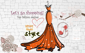 爱马仕橙礼服服装店工装背景墙