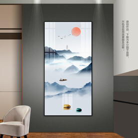 新中式意境山水玄关装饰画挂画