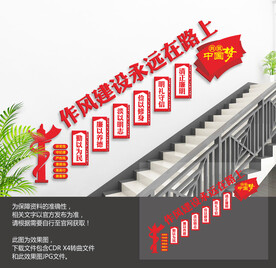 党建作风建设楼梯文化墙