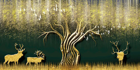 晶瓷画 抽象画 金色森林