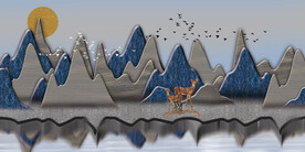 晶瓷画 抽象画 山峦